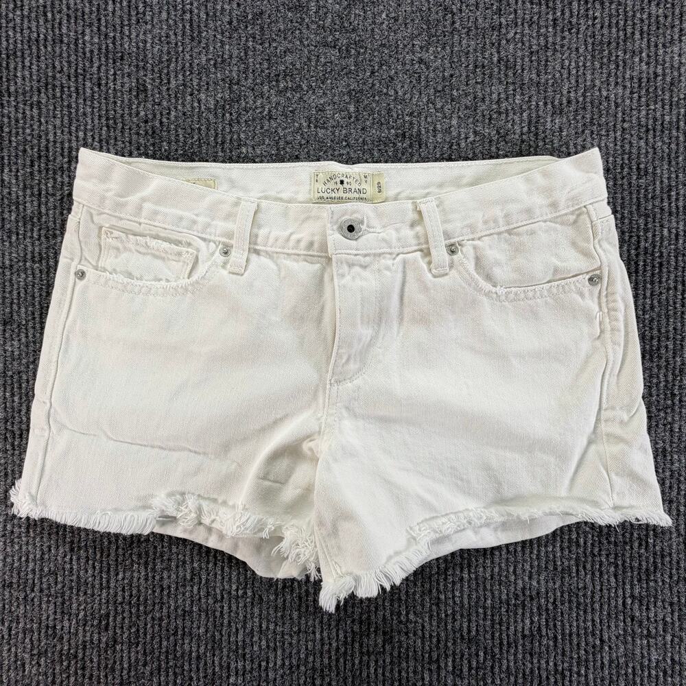 Lucky Brand Womens White Denim Shorts Size 8/29 Mid Rise Stretch Summer Casual